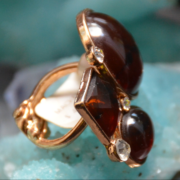 Mackenzie brown amber chunky clamper ring size 5 - Picture 8 of 8